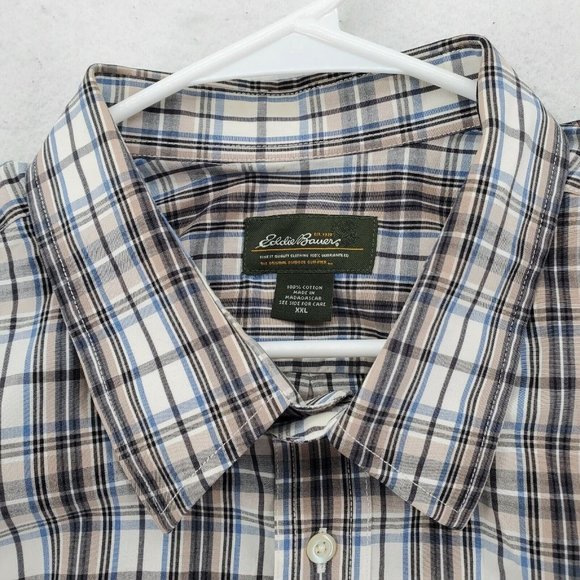 EDDIE BAUER Shirt Men's Long Sleeve Casual Button Up Collared Plaid Brown 2XL - Picture 7 of 12